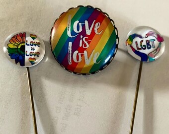Set of 3 PRIDE pins, Pride jewelry,  Pride pin, lgbtq pins, lgbtq jewelry, lgbtq pin, pride brooch