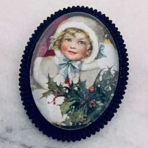 Christmas pin, Vintage Christmas, Christmas brooch, Christmas jewelry, vintage image, Jewelry, Christmas Accessory
