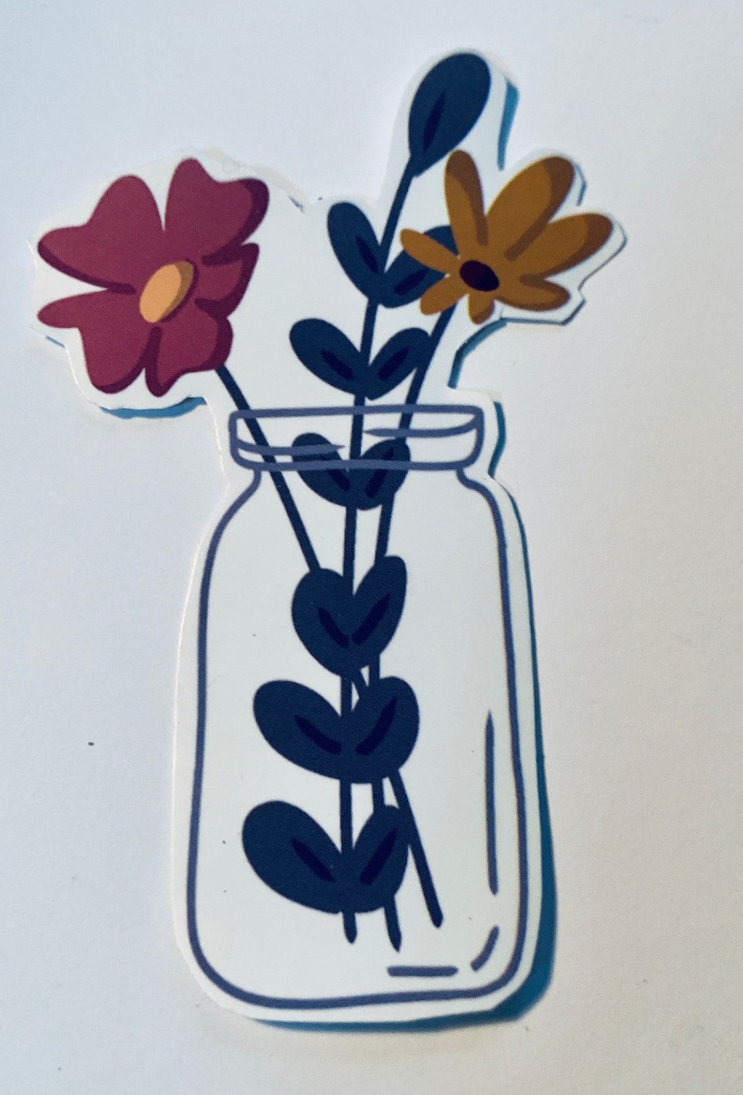 Mason Jar Stickers, Mason Jar and Flowers Duo, Mason Jar Waterproof