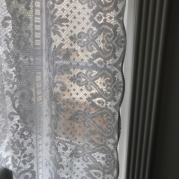 Antique French Chateau Lace Curtains Panels Textiles