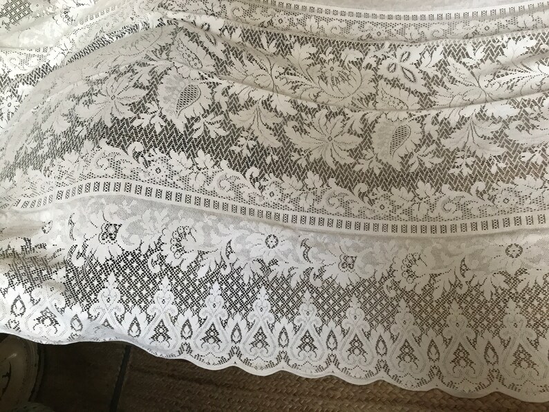 Curated visual reference: Picture Idea: Antique French Chateau Lace Curtains Panels Textiles
