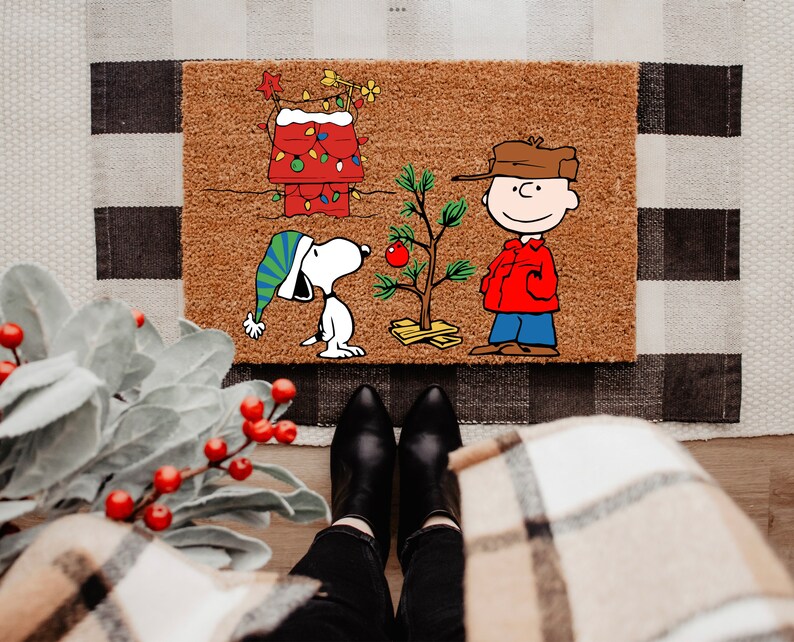 Charlie Brown and Snoopy Holiday Doormats Peanut and Friends Etsy