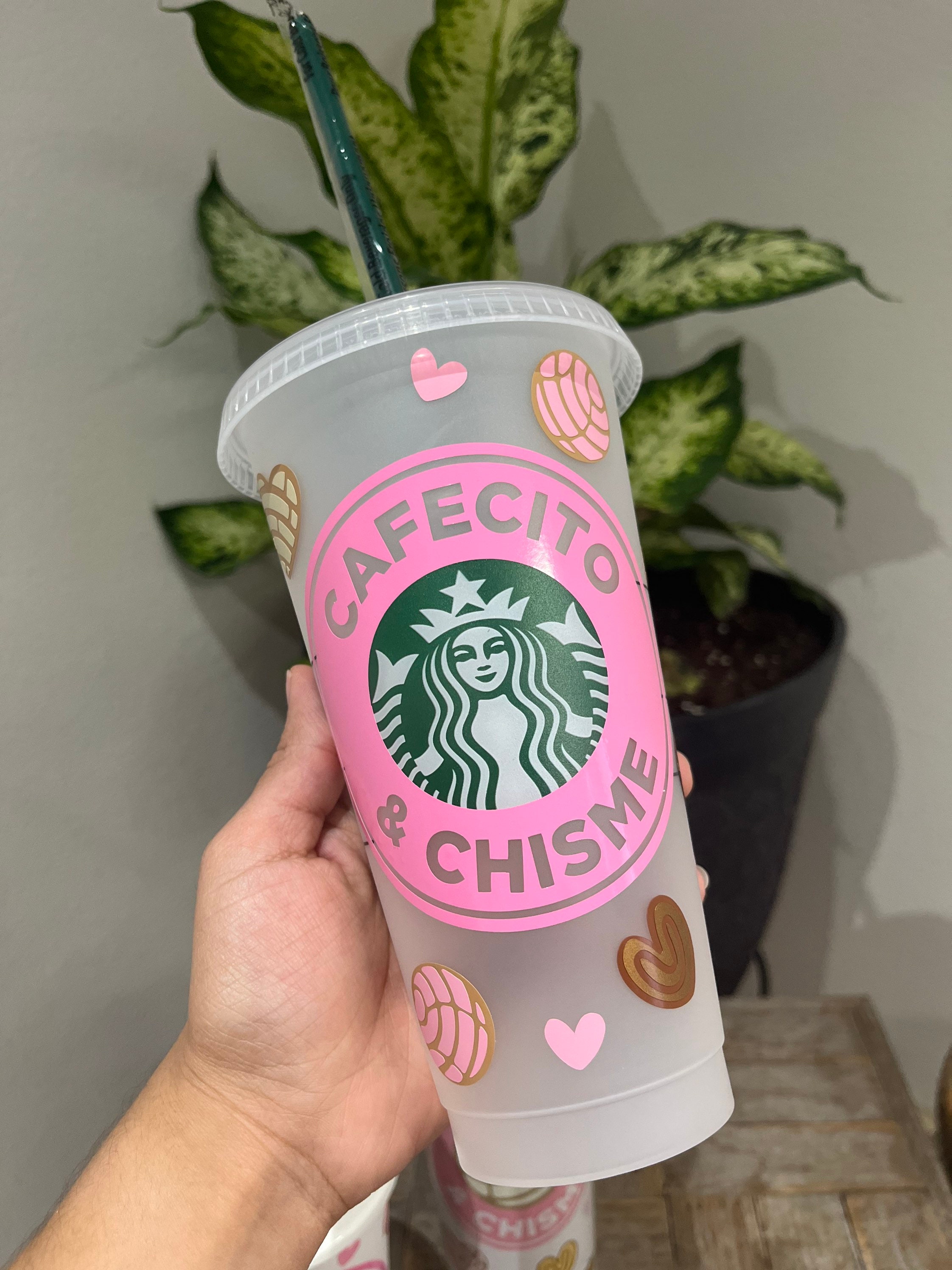 Cafecito & Chisme - Custom Starbucks cold cup - Cute - Coffee - Iced Coffee  - Ice - Spanish - Water - Tumbler - Bottle - Travel Cup