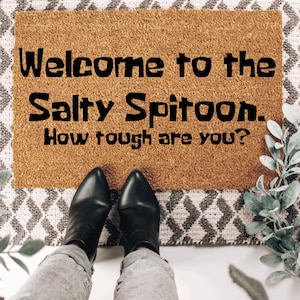 Welcome To The Salty Spitoon. How tough are you? SpongeBob Doormat, SpongeBob SquarePants Inspired Doormat