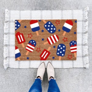 Patriotic Pop-sicles 4th of July doormat, Fourth of July welcome mat, fireworks celebration welcome home decor,