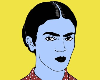 Frida Kahlo Portrait Print, Vibrant Bohemian Frida Wall Art