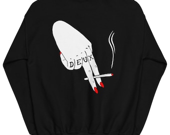 Hand Holding Joint Sweatshirt, Smoking Sweatshirt, Edgy Black Pullover,