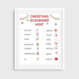Kids Christmas Printable 8x10 Scavenger Hunt Game/Kids Indoor Games/Christmas Prints/Kids Outdoor Activities/Kids Christmas/Family Fun Games