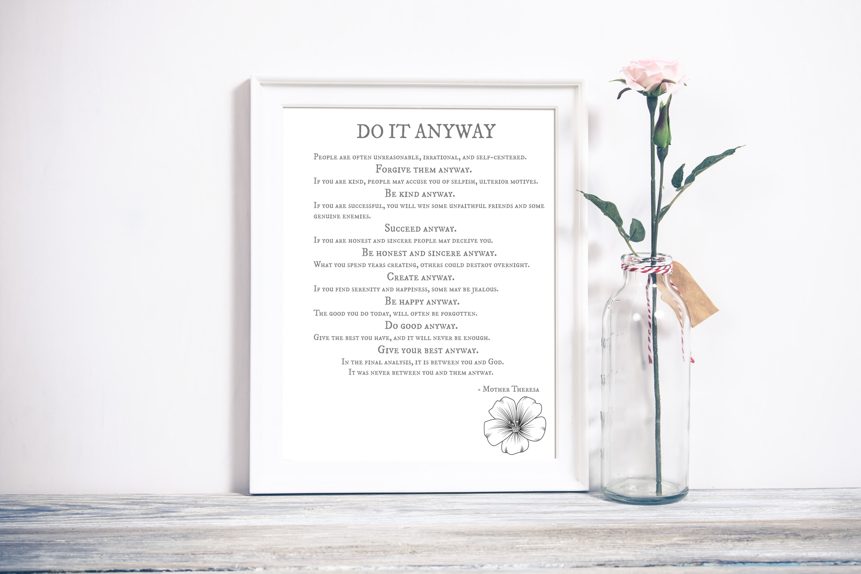 Mother Theresa Typography Quote - Etsy