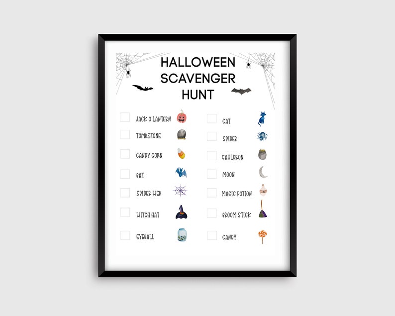 Kids Halloween Printable 8x10 Scavenger Hunt Game,kids Indoor Games ...