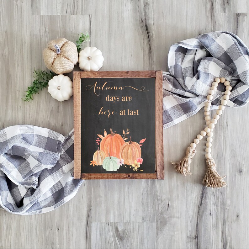 Fall Chalkboard Pumpkin Printable 8x10 Wall Art Print, Living Room Fall
