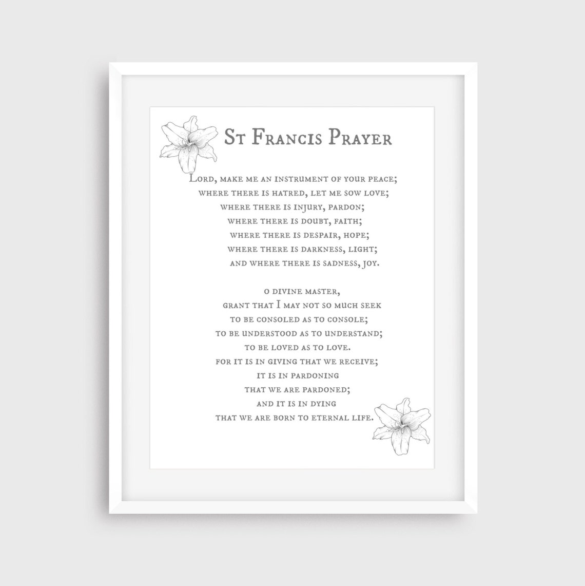 St Francis Prayer, 11th Step Prayer, AA Prayer, Prayer Gifts, 8x10