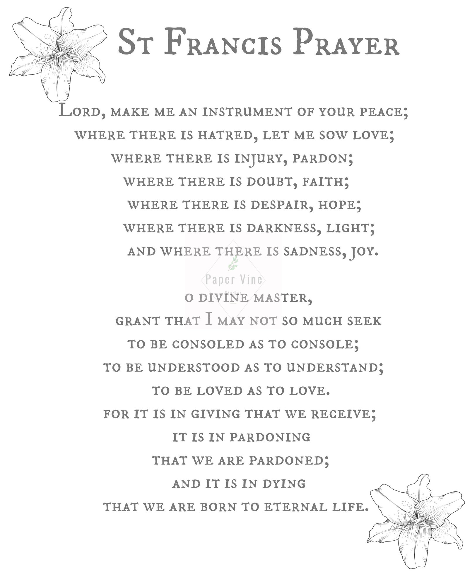 St Francis Prayer, 11th Step Prayer, AA Prayer, Prayer Gifts, 8x10