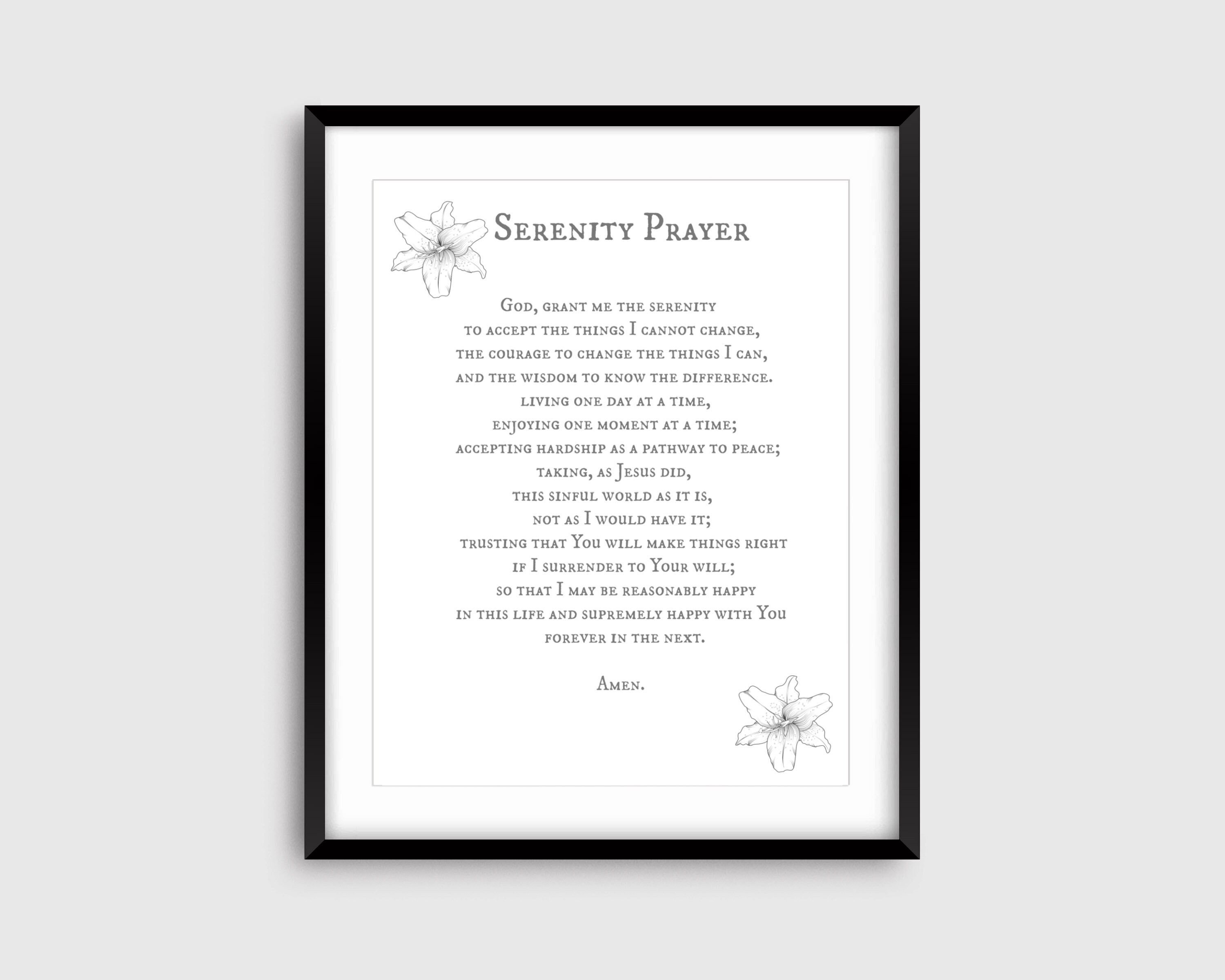 serenity prayer long version typography print 8x10 etsy