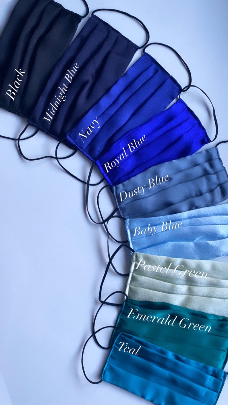 Super soft silky satin face masks made in the UK Washable and reusable. Comfortable fit with a very stylish look. image 2