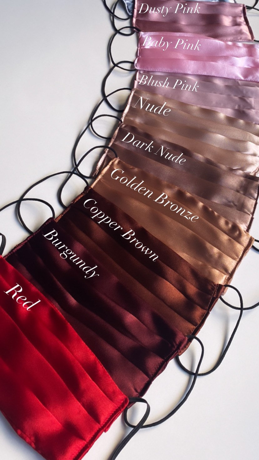 Super soft silky satin face masks made in the UK! Washable and reusable. Comfortable fit with a very stylish look.