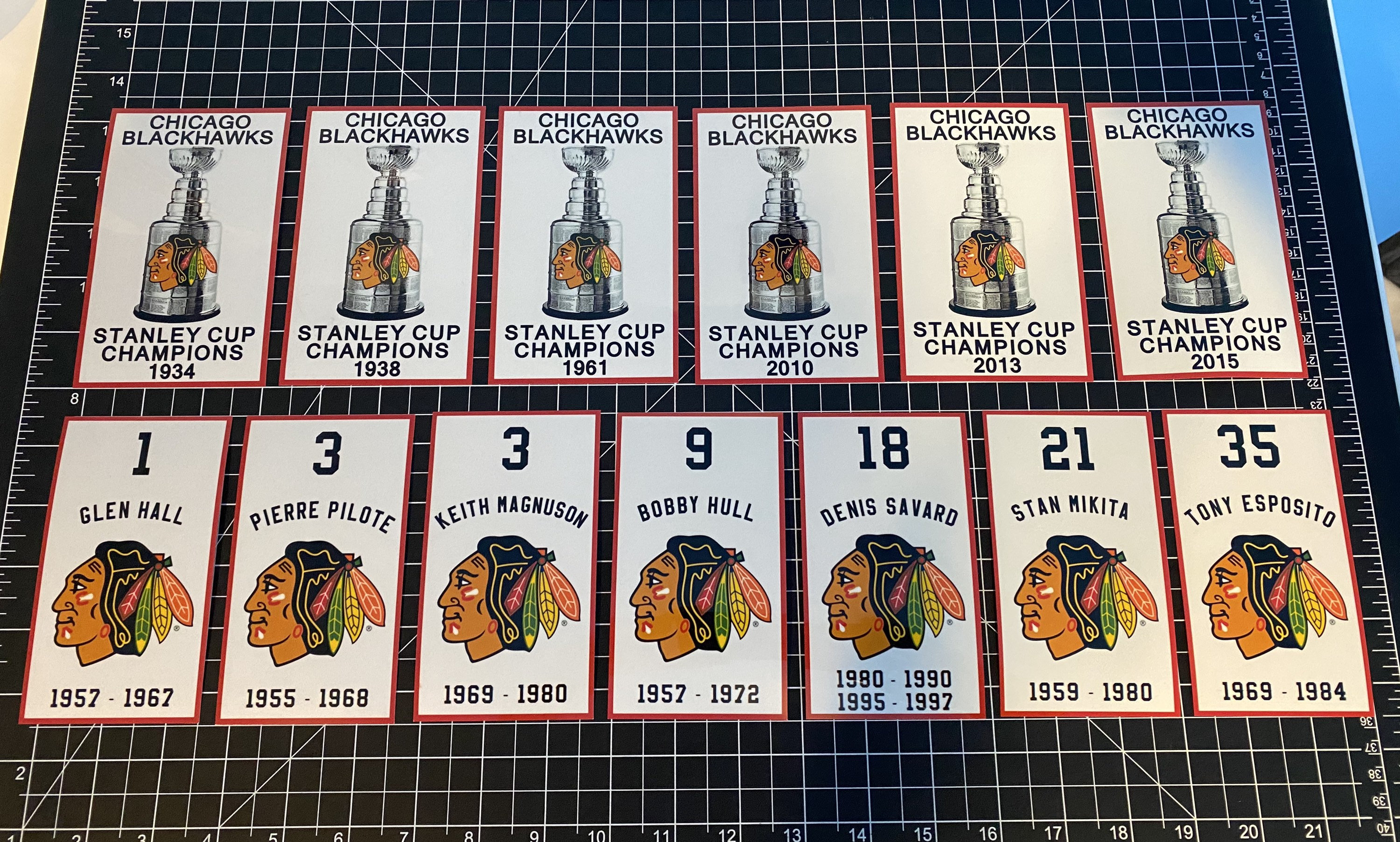 Chicago Blackhawks Stanley Cup and Retired Numbers Vinyl Decal Etsy