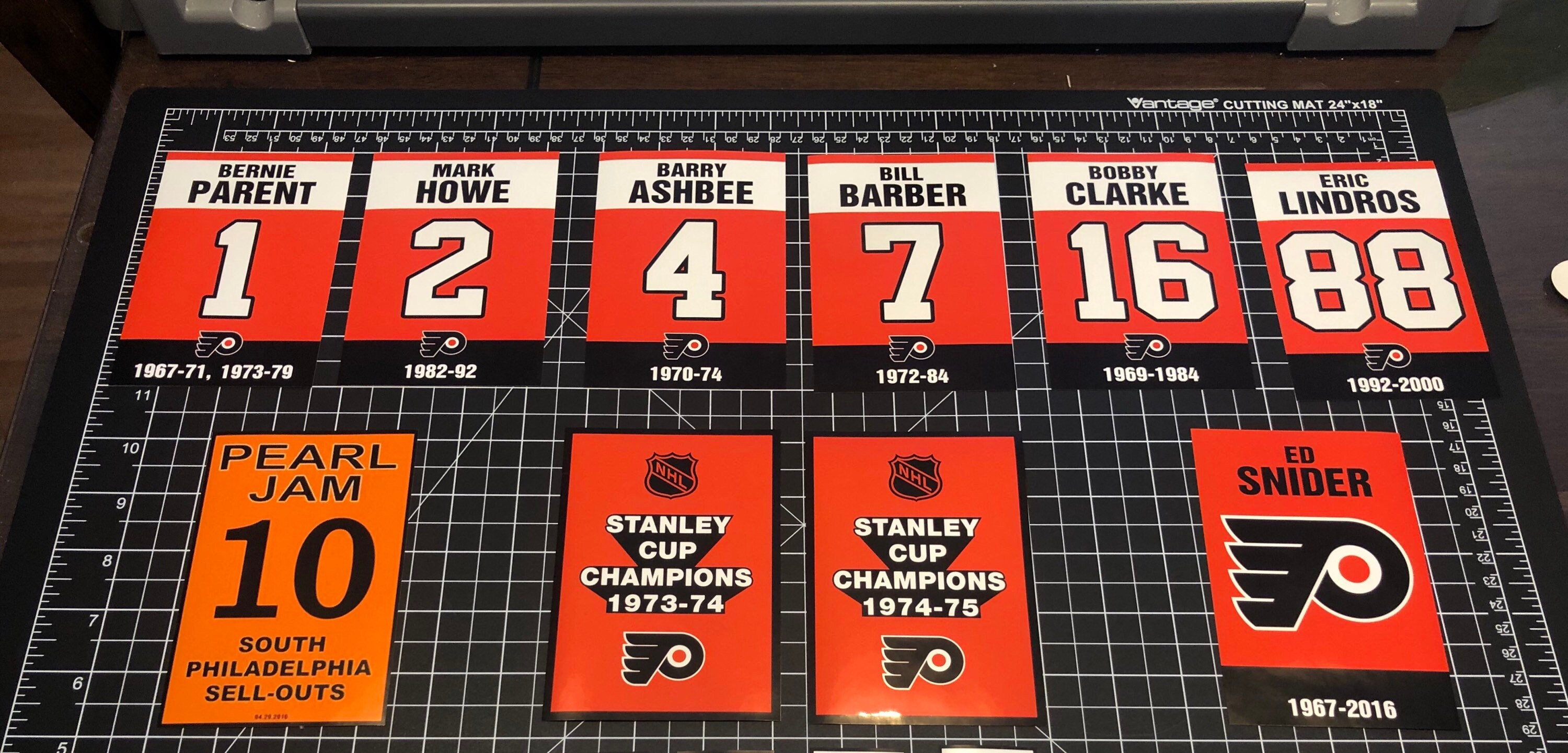 Philadelphia Flyers Stanley Cup and Retired number vinyl decal Etsy