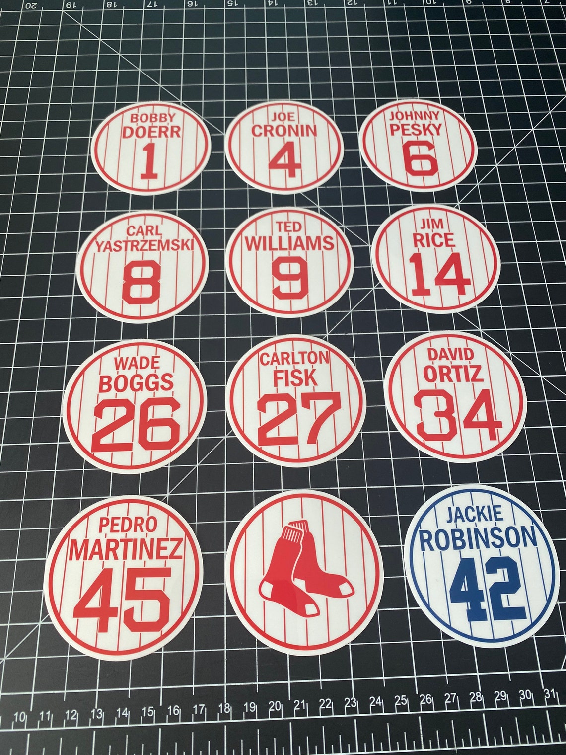 4 SIZES Boston Red Sox Custom Retired s Vinyl Decals MLB Etsy