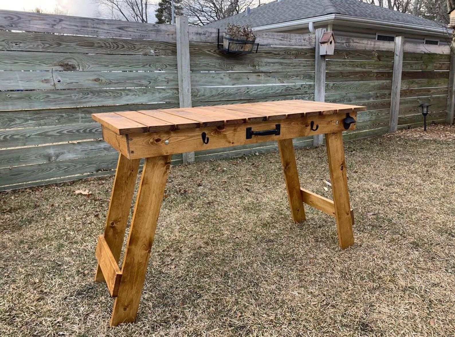 Folding Table Barbecue Grill Table Stained or Natural Etsy