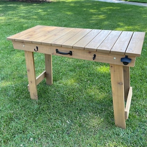 Folding Table, Barbecue Grill Table, Stained or Natural, Garden, Craft Hand Made Table immagine 5
