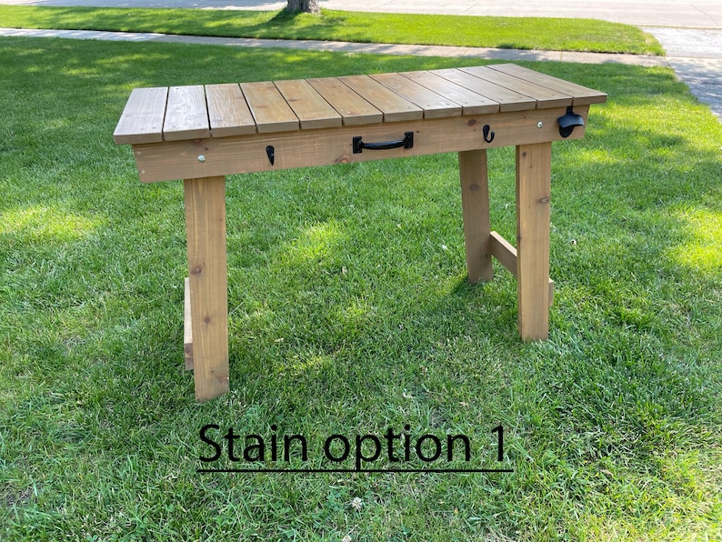 Folding Table, Barbecue Grill Table, Stained or Natural, Garden, Craft Hand Made Table immagine 2