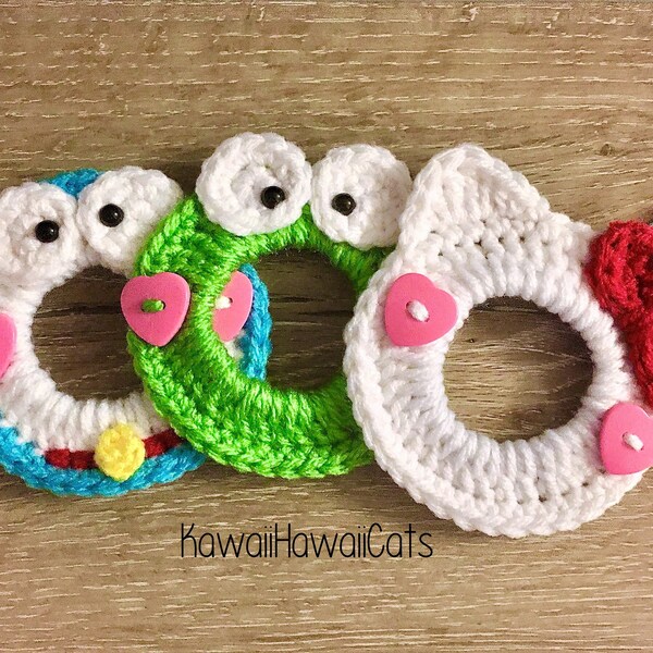 Crochet Hello Kitty Ear Saver For Ponytail, Keroppi Ear Saver, Doraemon Ear Saver, Ear Saver, Mask Mate, Mask Extender