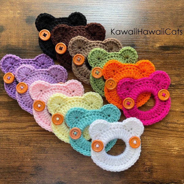 Crochet Bear Ear Saver For Ponytail, Ear Saver, Mask Mate, Mask Extender