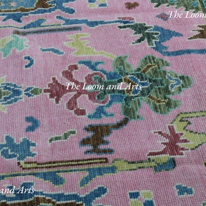 Soft Pink Oushak inspired Hand Knotted Rug 4x6, 5x8, 6x9, 8x10, 9x12, 10x14 ft Handmade Rugs for Living Room - Antique Contemporary rug