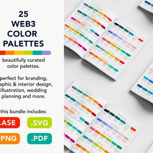25 Web3 Color Palettes for Adobe - Design, Weddings, Painting - Modern Color Schemes and Color Reference Chart | Adobe Illustrator Swatches