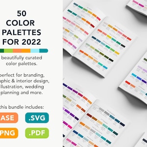 50 Color Palettes for 2022 Branding Design, Weddings, Painting - Modern Color Schemes and Color Reference Chart | Adobe Illustrator Swatches