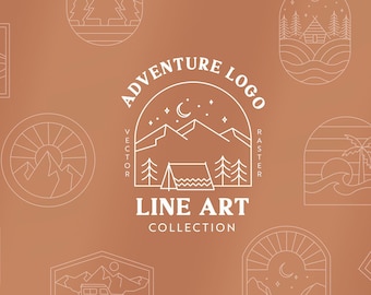 Adventure Line Art Graphic Set – Outdoor Logo Templates, Minimalist Elements