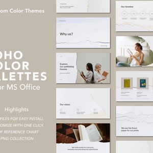 25 Boho Color Palettes For Ms Office for Presentation Design, Excel Sheets, MS Word - Color Schemes for Data Visualization | XML & PDF Files