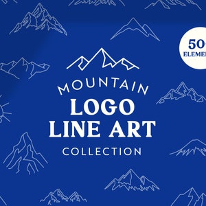 Mountain Logo Line Art Collection - Adventure Logo Templates & Minimalist Line Elements | Mountain, Summit, Hiking, Sunset, and more!
