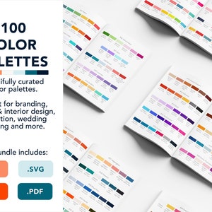 100 Color Palettes For Branding, Design, Weddings, Painting - Modern Color Schemes and Color Reference Chart | Adobe Illustrator Swatches