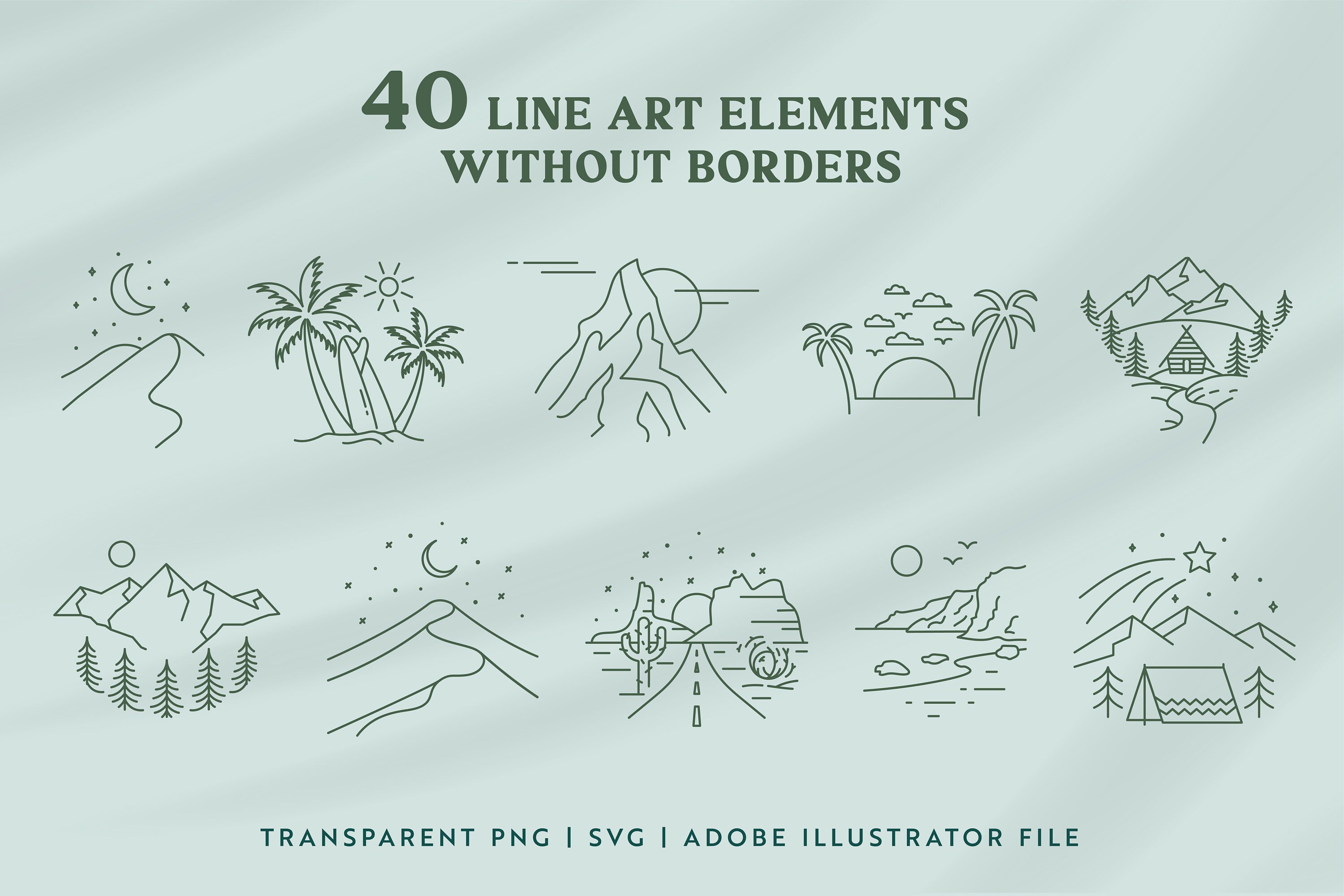 Outdoor Line Art Graphic Set Adventure Logo Templates & Etsy