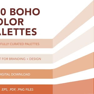 100 Boho Color Palettes for Branding Design, Weddings, Painting - Modern Color Schemes and Color Reference Chart | Adobe Illustrator Swatche
