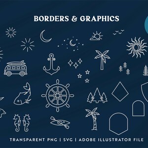 Coastal Line Art Logo & Badge Bundle – 30 Adventure Designs (Instant Download) image 6