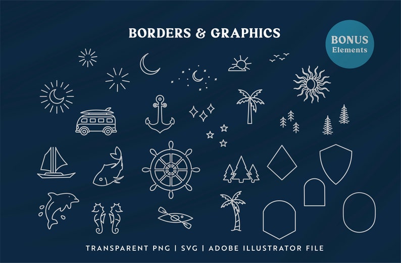 Coastal Line Art Logo & Badge Bundle – 30 Adventure Designs (Instant Download) image 6