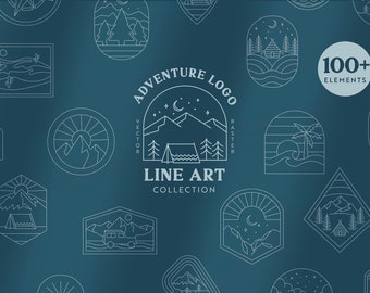 Adventure Line Art Graphics – Outdoor Logo Templates, Minimalist Design
