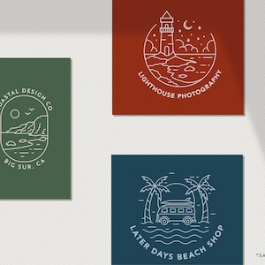 Coastal Line Art Logo & Badge Bundle – 30 Adventure Designs (Instant Download) image 9