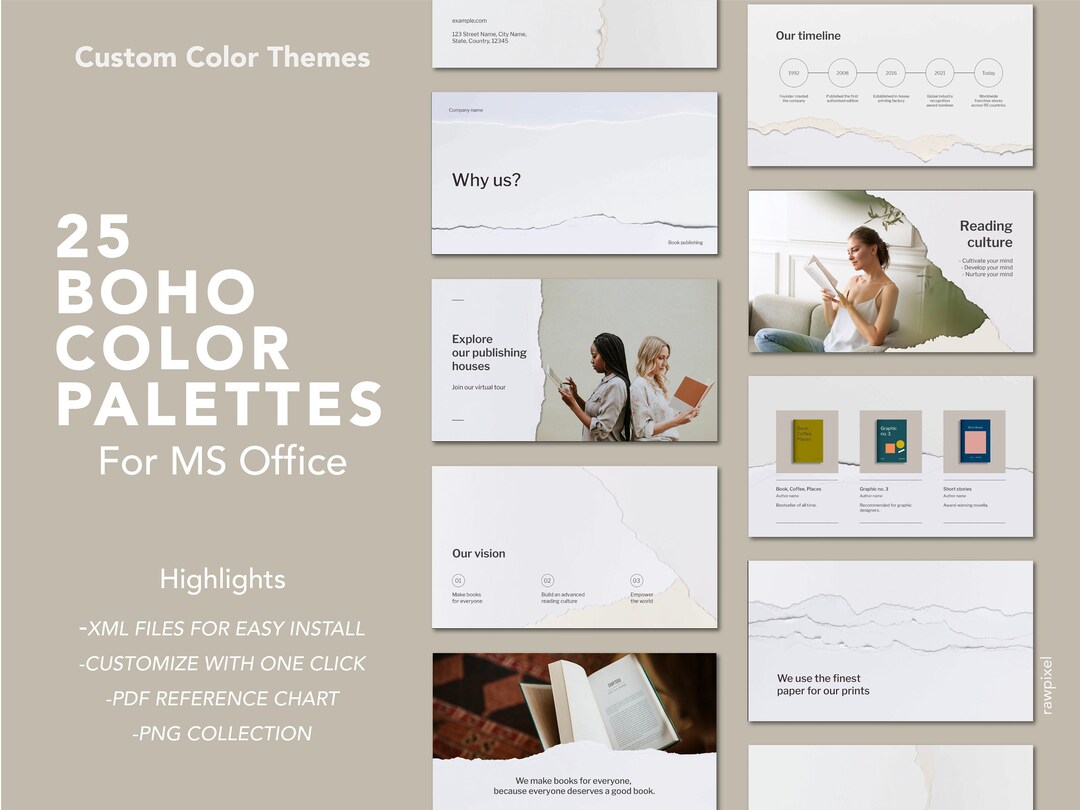 25 Boho Color Palettes for Ms Office for Presentation Design, Excel