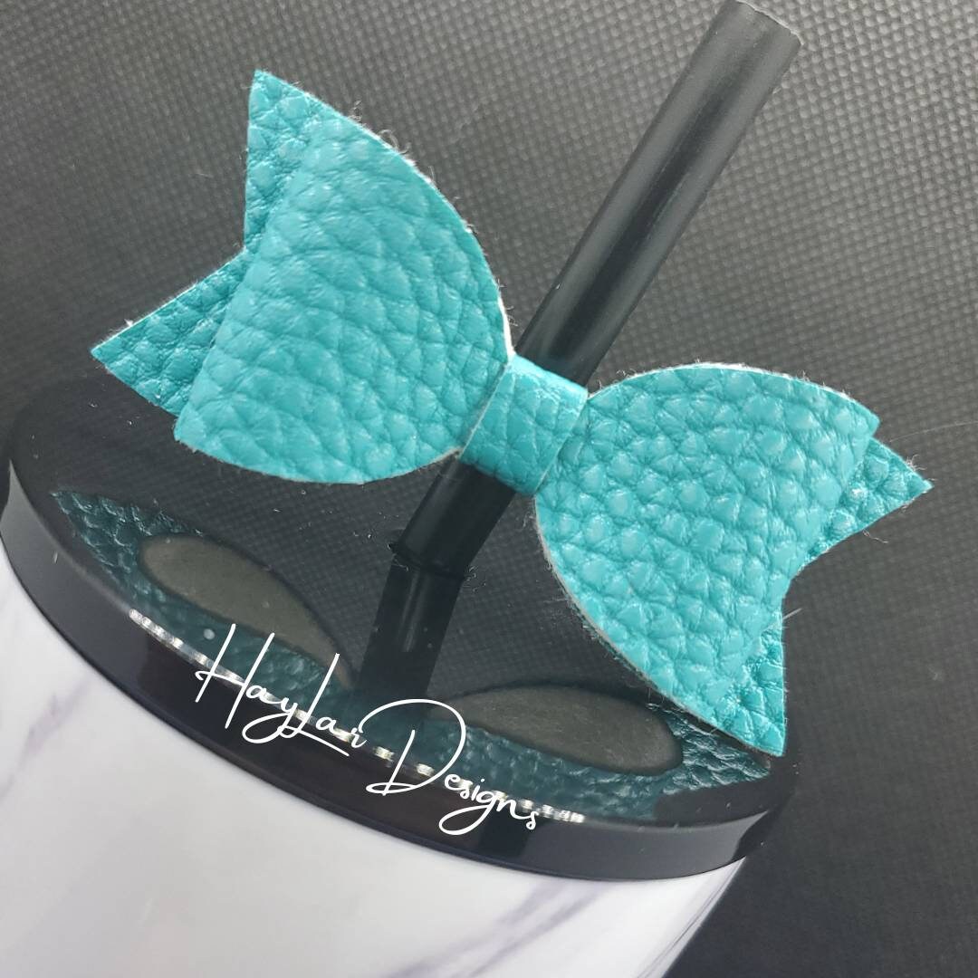 Handmade Bow Straw Topper Solid Teal Etsy UK