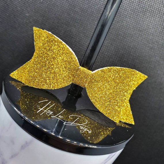 33 Straw Toppers ideas  topper, straw, gold glitter bow