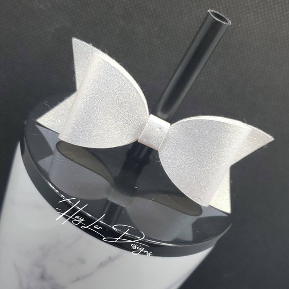 Bow Straw Topper - Faux Leather White