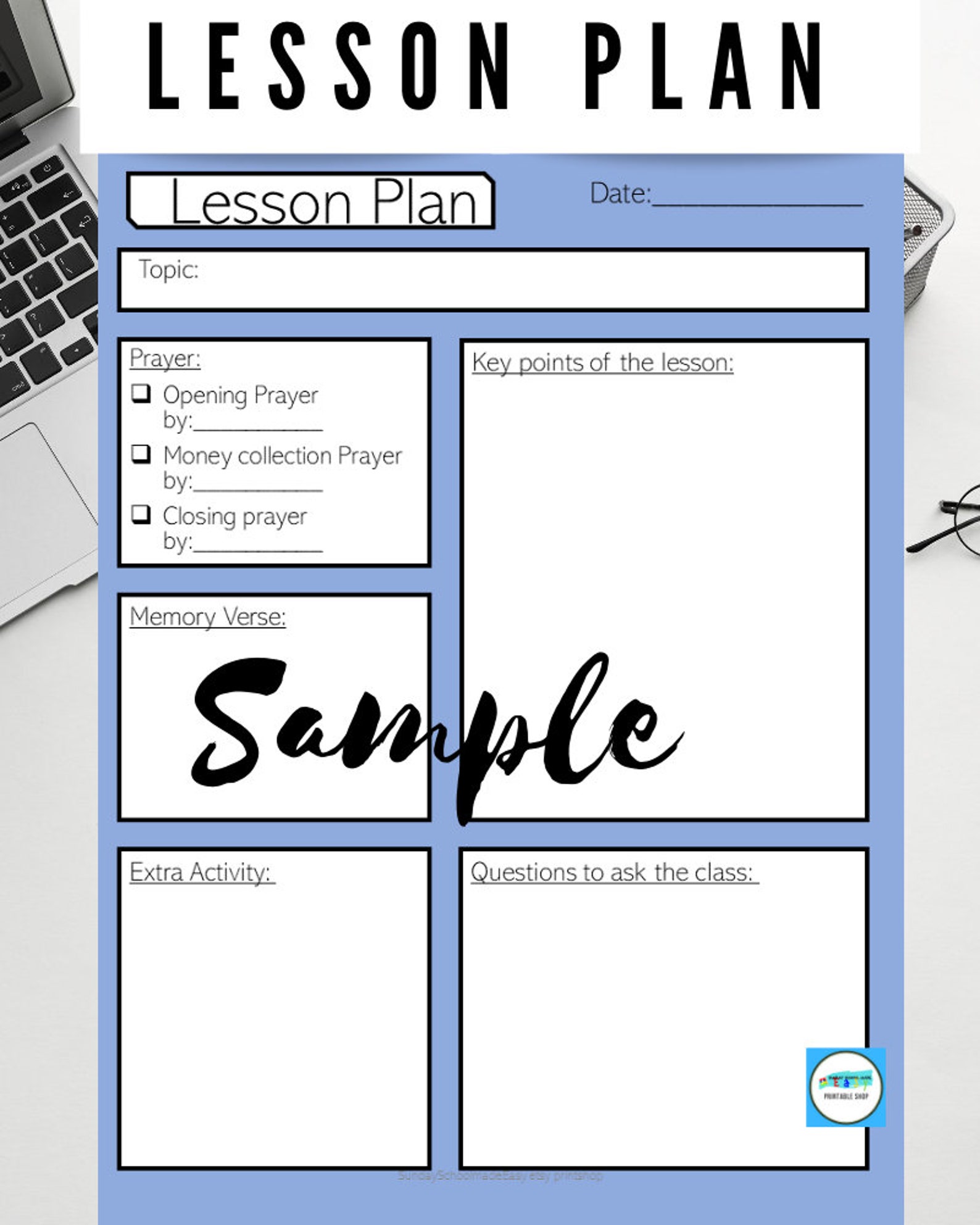 Bible Lesson plan template Lesson plan template Sunday Etsy