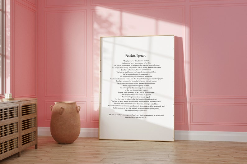 Gloria's Monologue Barbie Speech Barbie Movie Quote Etsy