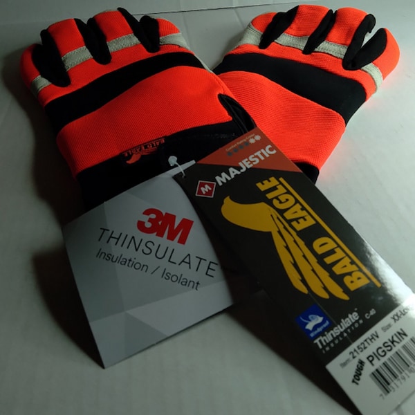 Lot of 5 >>NEW Majestic Eagle Bald Eagle 2152THV Pigskin Work Gloves (XXL)<< 3M Thinsulate / Pigskin Palm / Stretch Wrist with Velcro 5 pair