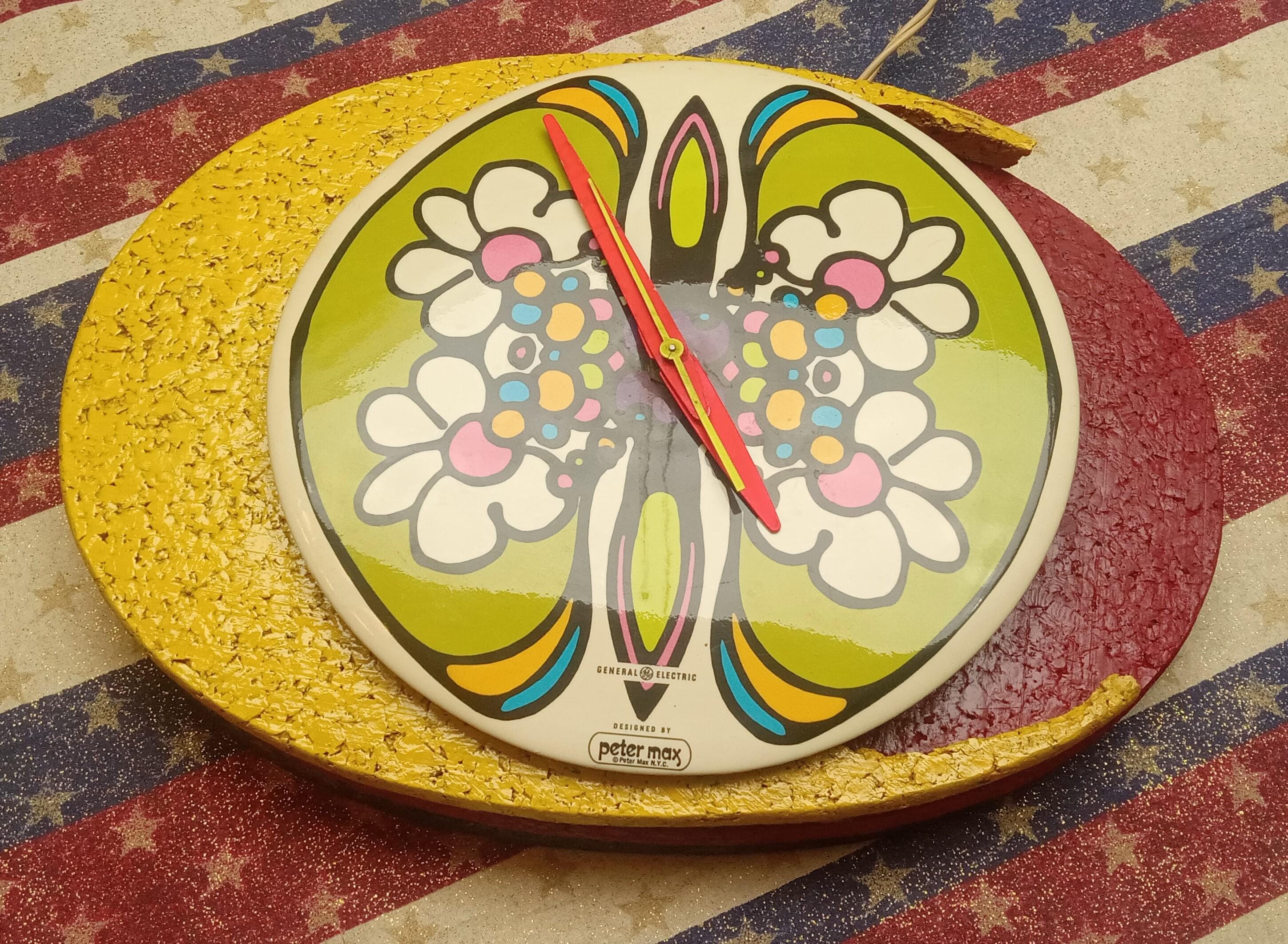 Peter Max 60's Era GE Analog Wall Clock, P Max's Artistic Eye