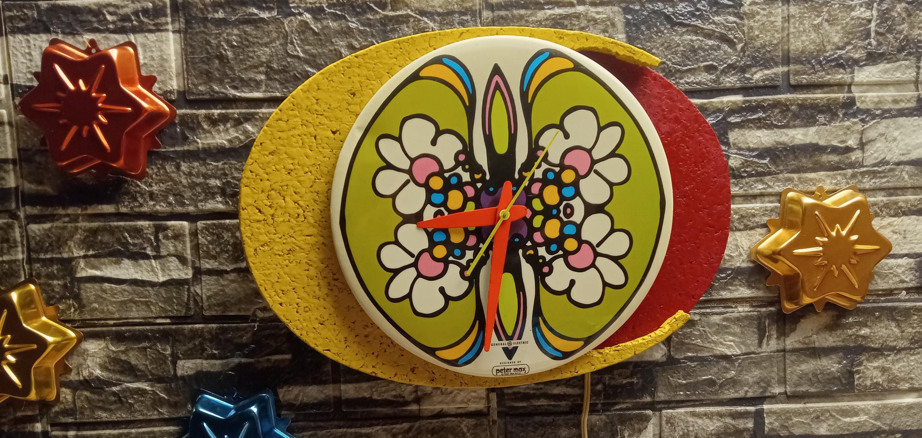 Peter Max 60's Era GE Analog Wall Clock, P Max's Artistic Eye